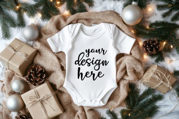 Christmas Baby Bodysuit Mockup: Essential Graphics for Product Mockups
