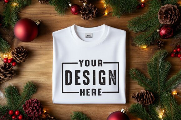 Folded Gildan Christmas Mockup: Premium Graphics for Product Mockups
