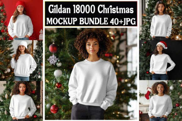 Gildan 18000 Christmas Mockup Bundle 01: Graphics & Product Mockups