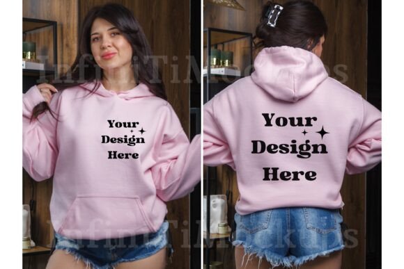 Gildan Hoodie Light Pink Mockup: Graphics & Product Mockups