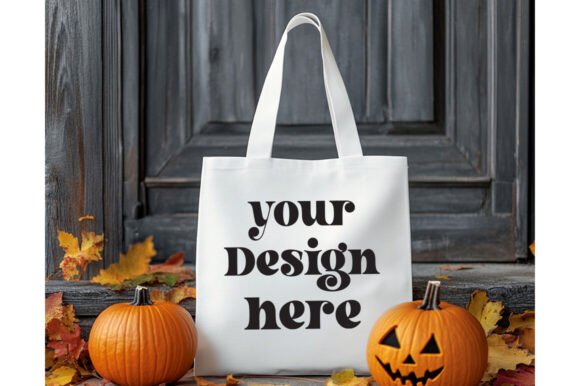 Halloween Natural Tote Mockup: Graphics & Product Mockups